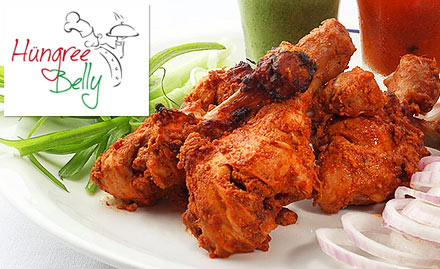 Hungree Belly BTM Layout - 20% off! Relish chicken satay, tandoori chicken, kathi roll, pasta, fried rice and more!