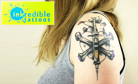 Inkredible Tattoos Tilak Nagar - 1st sq inch tattoo at just Rs 19 along with 30% off on subsequent inches. Located at Tilak Nagar!
