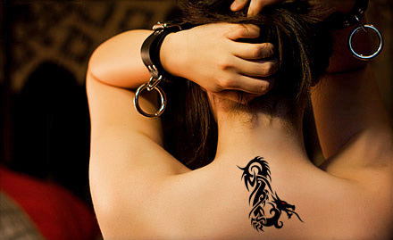 AK Body Art IP Extension - 1st sq inch tattoo at just Rs 19 along with 50% off on subsequent inches. Located at Patparganj!