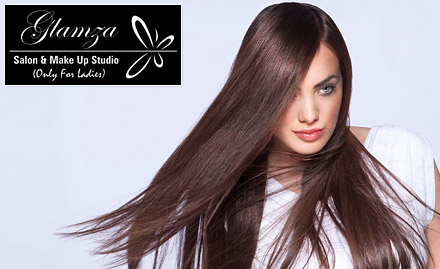 Glamza Salon and Makeup Studio Sector 41 Noida - Rs 2470 for hair rebonding, hair spa and haircut