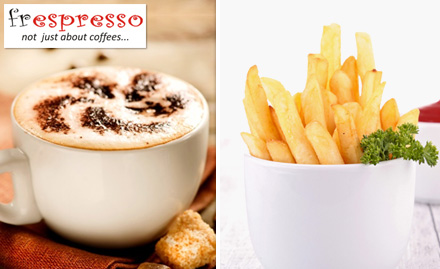 Frespresso Cafe Laxmi Nagar - Get a cappuccino absolutely free on purchase of french fries & garlic bread