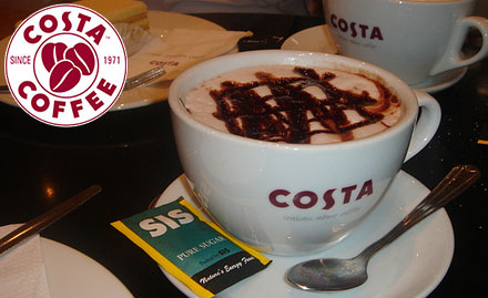 Costa Coffee Koramangala - Get a regular beverage absolutely free on purchase of 2 regular or large beverages