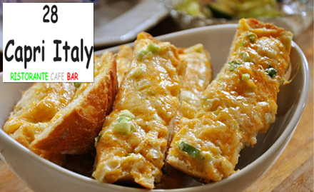 28  Capri Italy Defence Colony - Upto 25% off on food & beverages. Also enjoy Chef's special dessert!