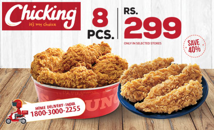 Chicking Mall of Travancore - Get 8 pc chicken meal worth Rs 487 at just Rs 299!