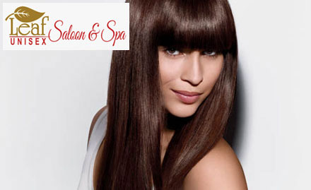 Leaf Unisex Saloon & Spa Sector 110, Noida - Pay Rs 2499 for L'Oreal hair rebonding or smoothening. Get hair spa, hair cut & more absolutely free!