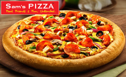 Sam's Pizza Alkapuri - Buy 1 get 1 offer on pizza. Valid across multiple outlets!
