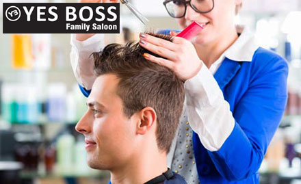 Yes Boss Family Saloon Sola road - Rs 899 for haircut,hair spa, hair color and more!